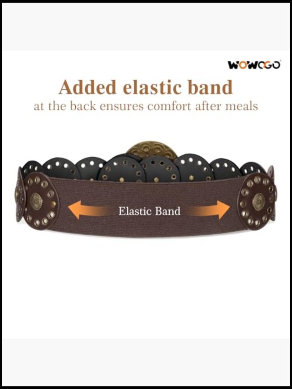 Western Boho Chunky Cowgirl Disc Belt Wide Leather Elastic Waist Hip - Picture 2 of 7